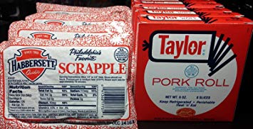 taylor pork roll and Habbersett scrapple
